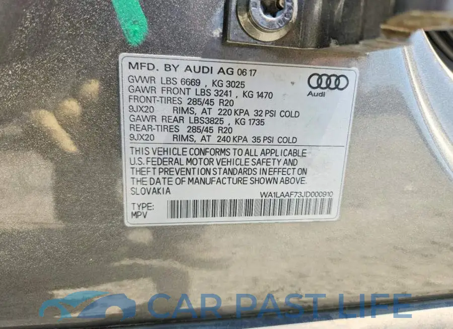 WA1LAAF73JD000910# 14