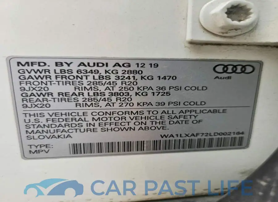WA1LXAF72LD002164# 13