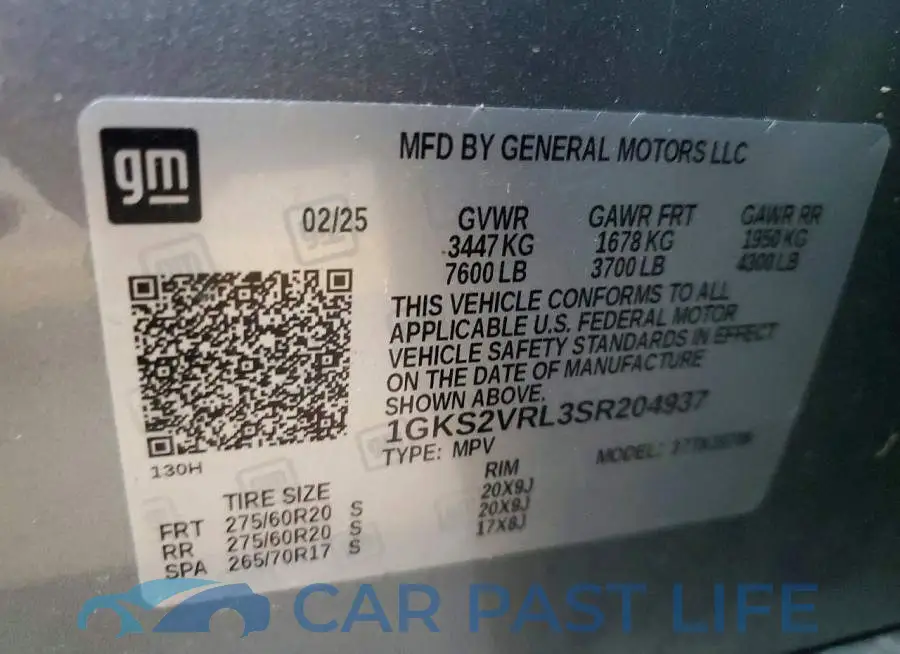 1GKS2VRL3SR204937# 13