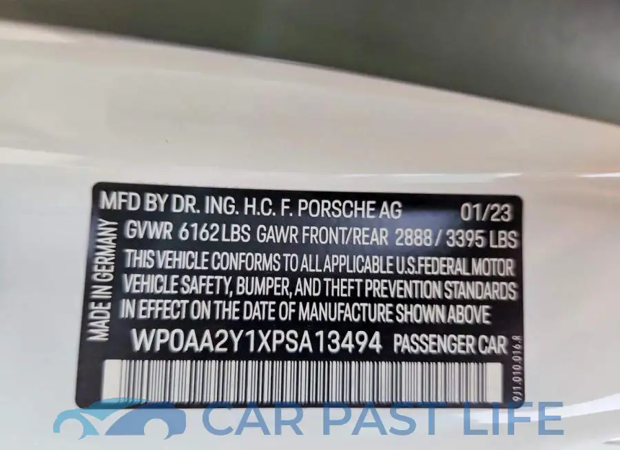 WP0AA2Y1XPSA13494# 12