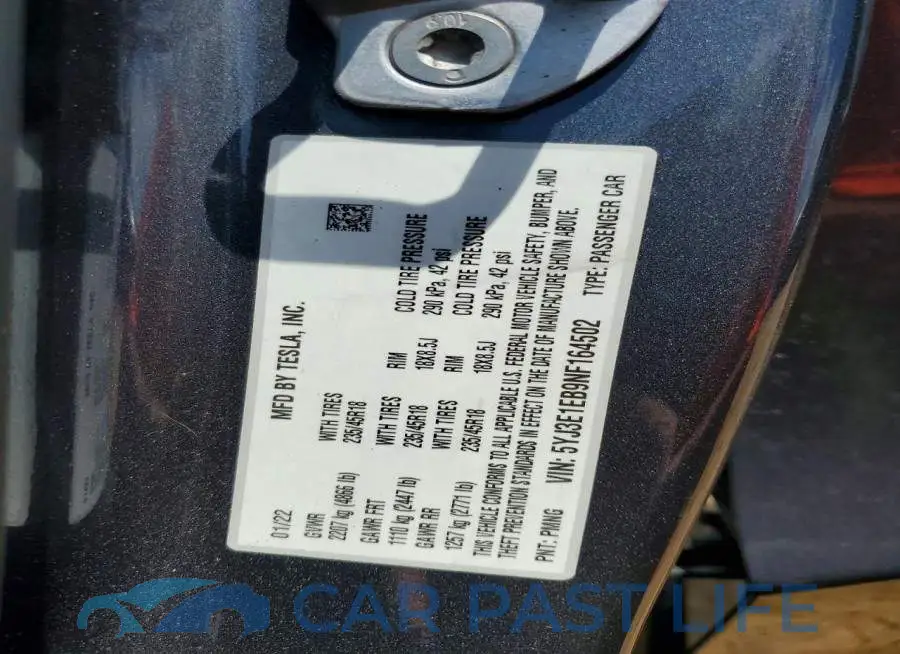 5YJ3E1EB9NF164502# 12