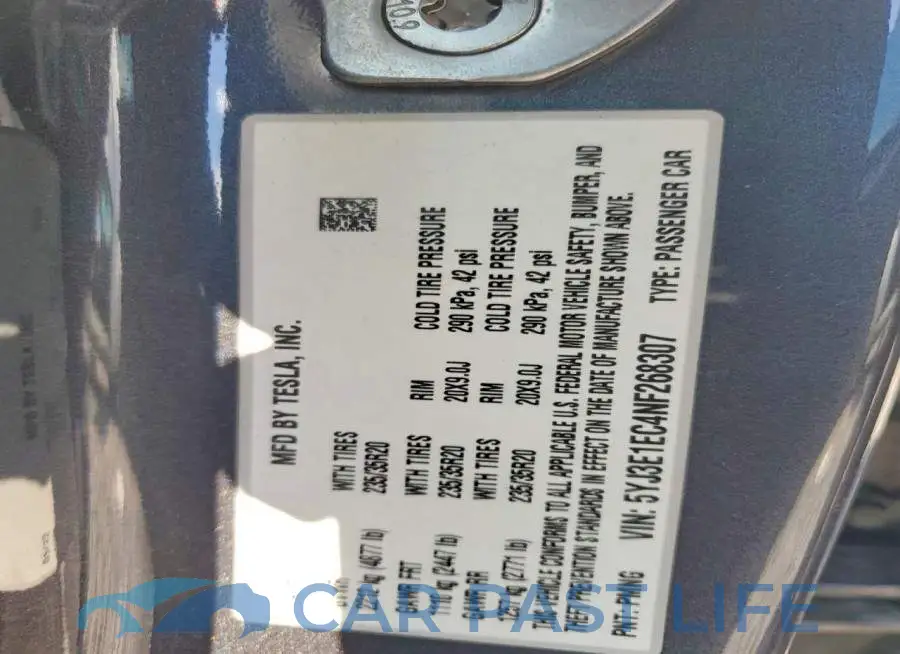 5YJ3E1EC4NF268307# 12
