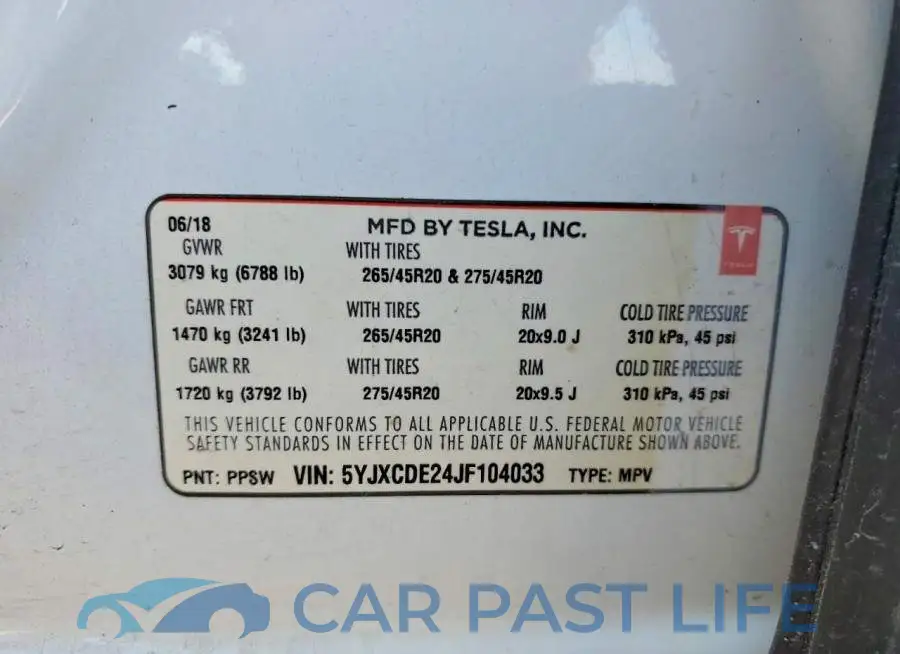 5YJXCDE24JF104033# 13