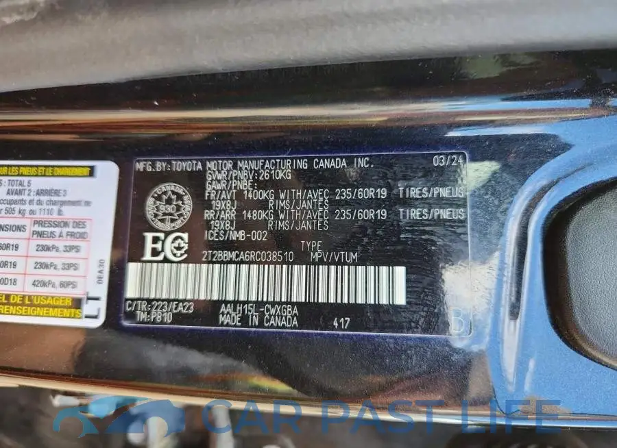 2T2BBMCA6RC038510# 14