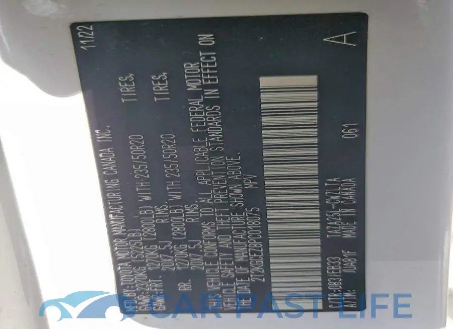 2T2KGCEZ8PC018075# 12