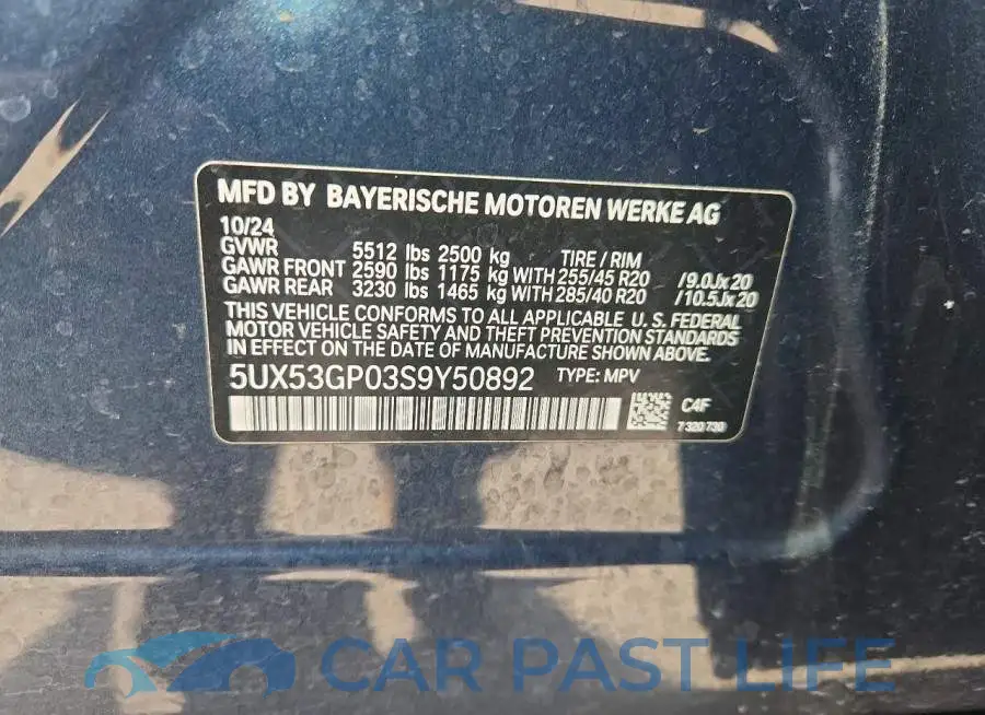 5UX53GP03S9Y50892# 13