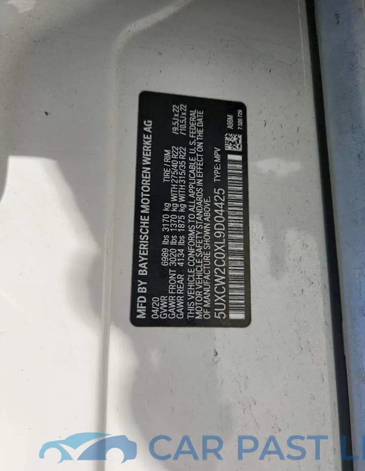 5UXCW2C0XL9D04425# 14