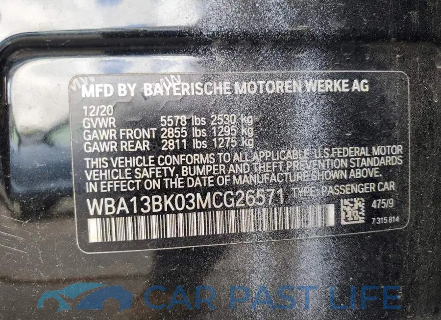 WBA13BK03MCG26571# 12