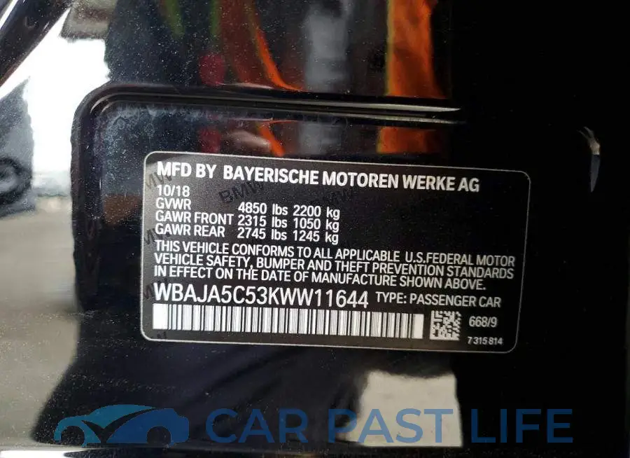 WBAJA5C53KWW11644# 13