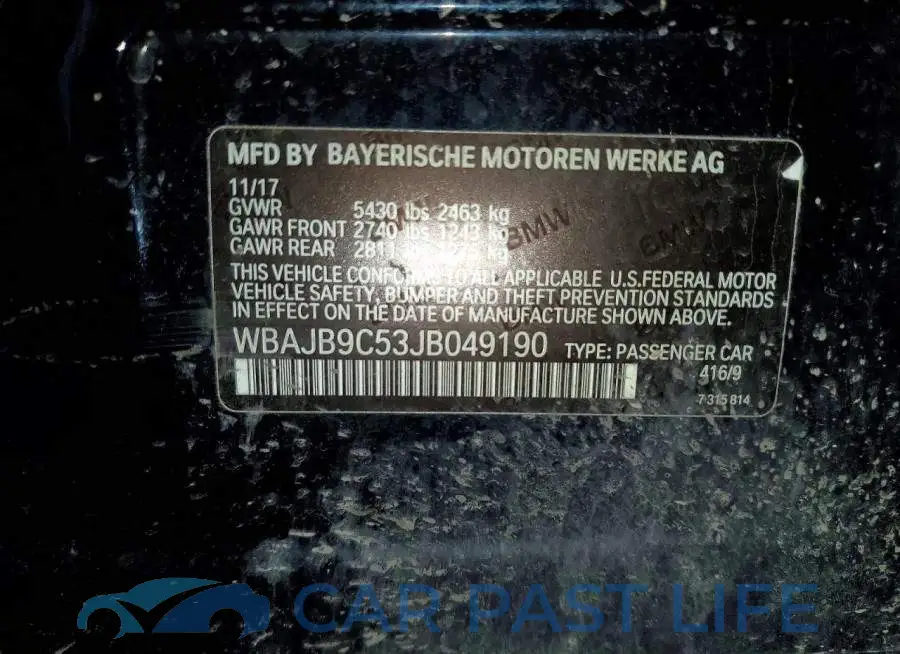 WBAJB9C53JB049190# 13