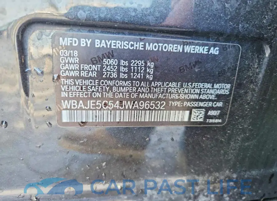 WBAJE5C54JWA96532# 12
