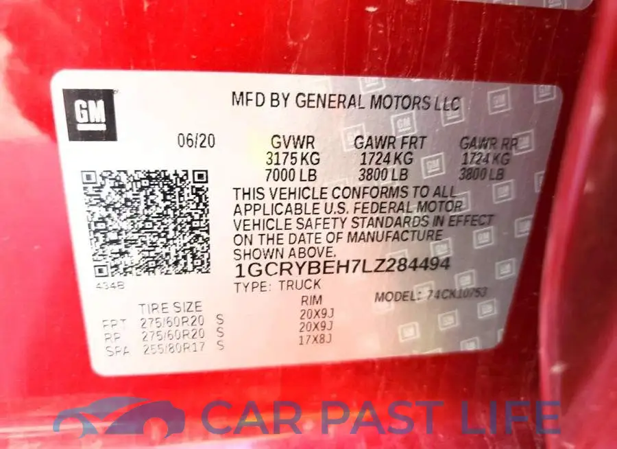 1GCRYBEH7LZ284494# 13