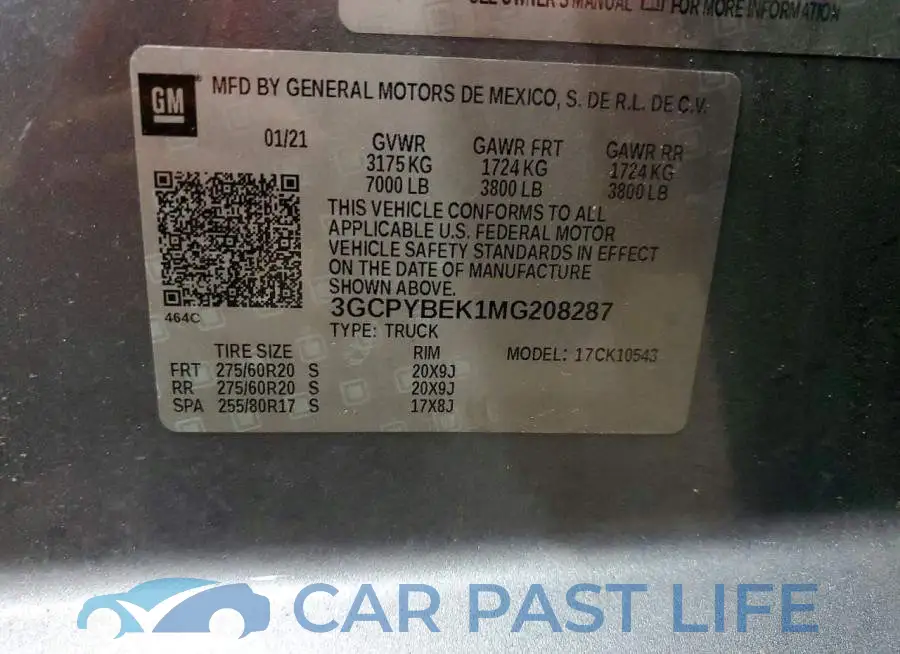 3GCPYBEK1MG208287# 13
