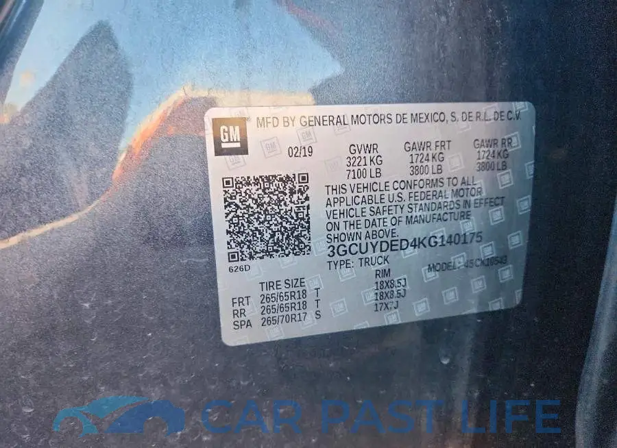 3GCUYDED4KG140175# 12