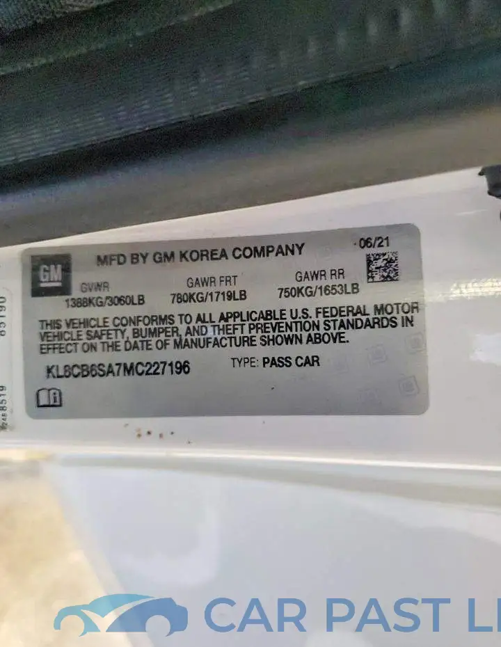 KL8CB6SA7MC227196# 12
