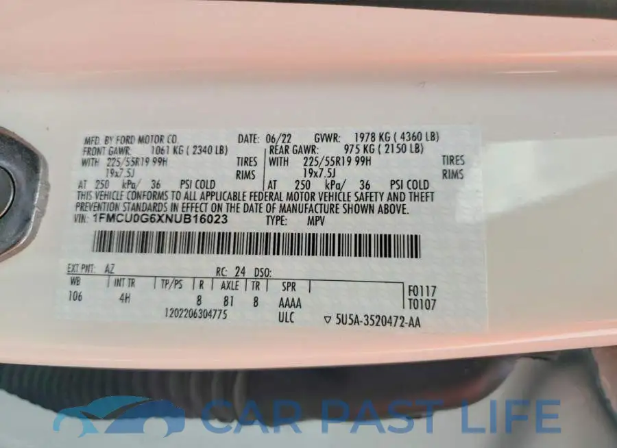 1FMCU0G6XNUB16023# 13