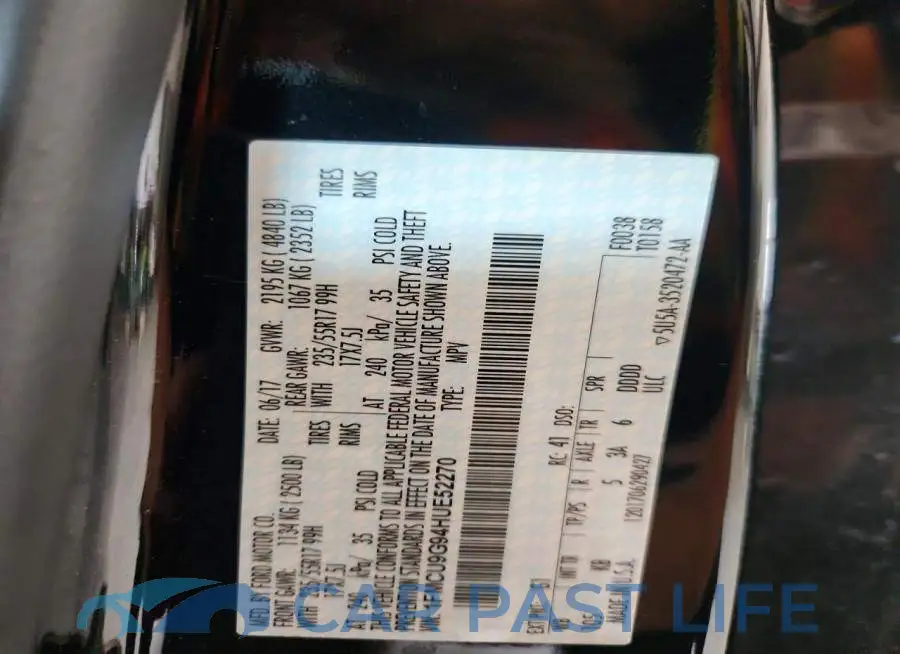 1FMCU9G94HUE52270# 13
