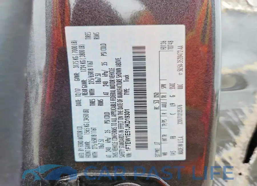 1FTEW1E51JKD19301# 12
