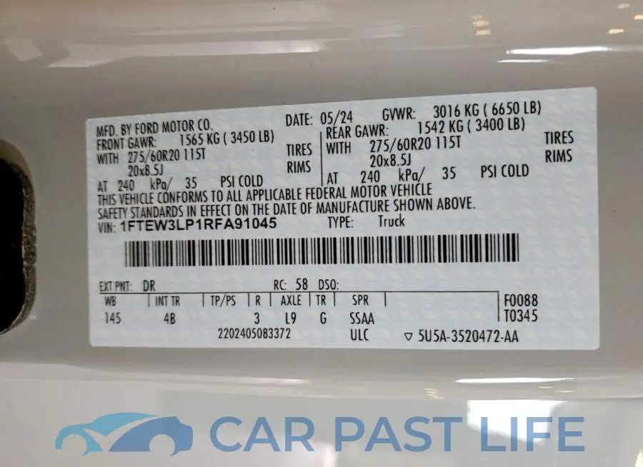 1FTEW3LP1RFA91045# 13