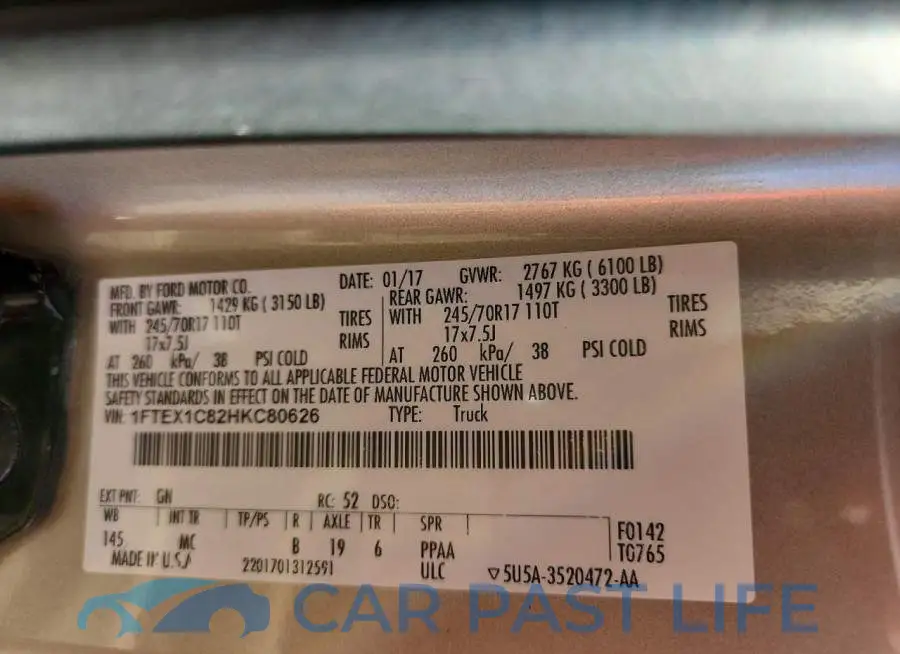 1FTEX1C82HKC80626# 12