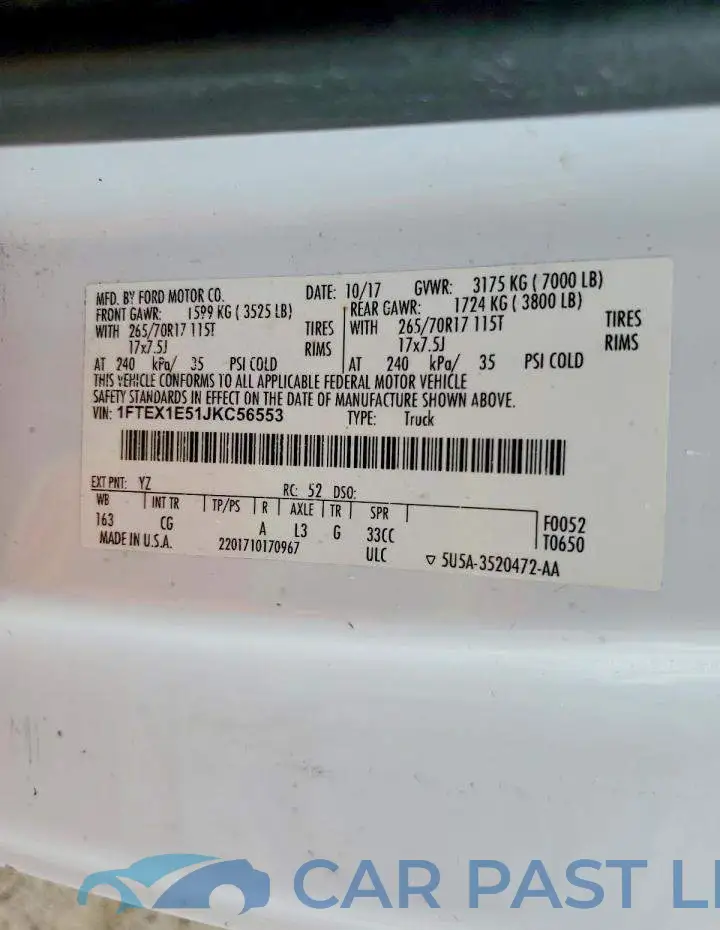 1FTEX1E51JKC56553# 13