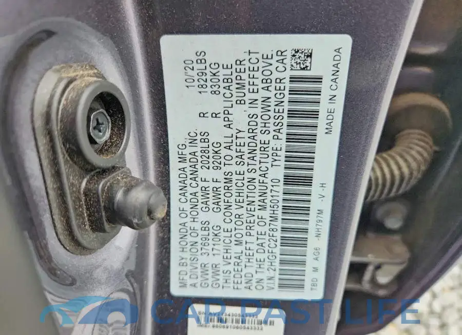 2HGFC2F87MH501710# 12