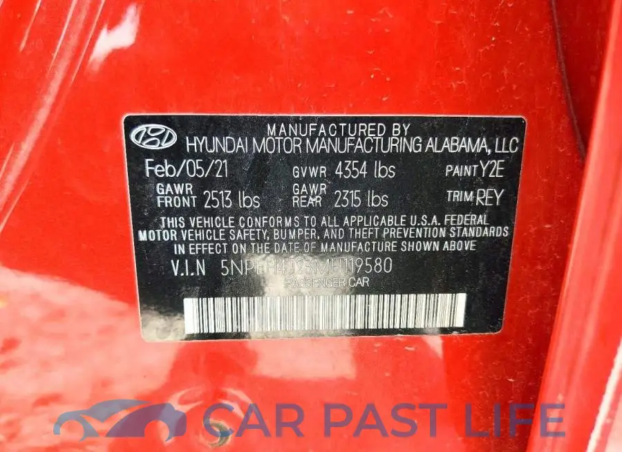 5NPEH4J23MH119580# 13