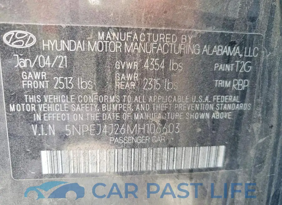 5NPEJ4J26MH106603# 13