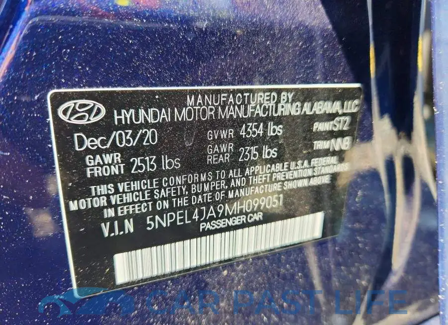 5NPEL4JA9MH099051# 12