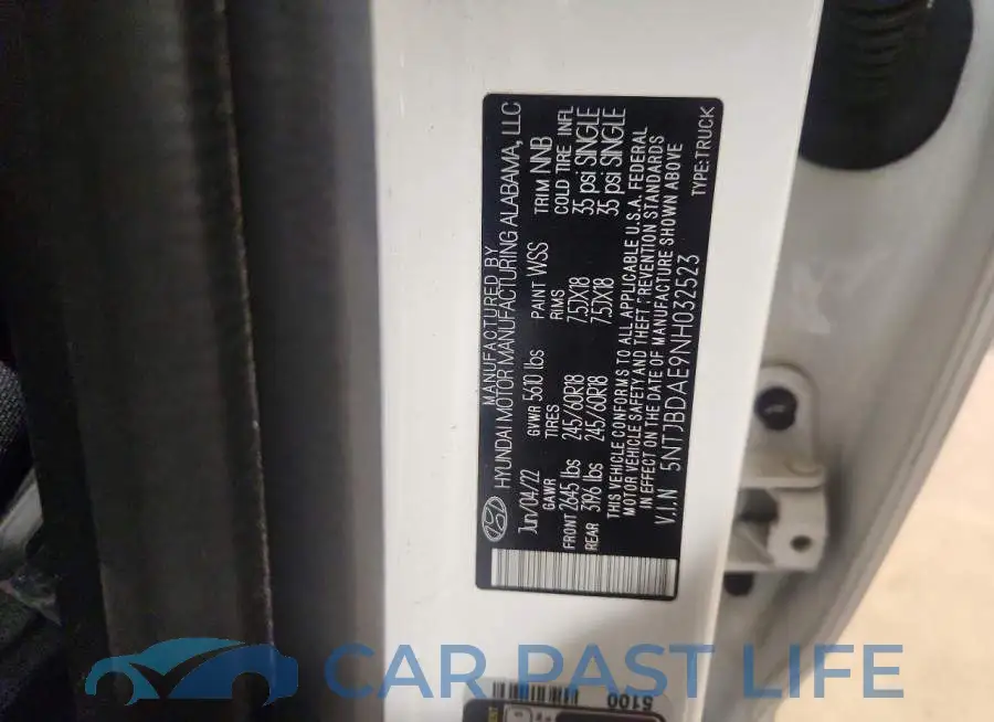 5NTJBDAE9NH032523# 12