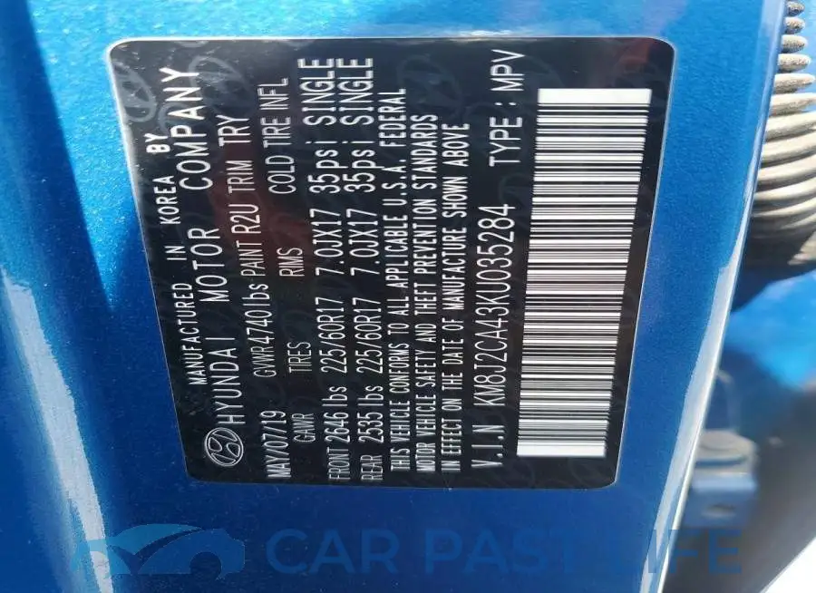 KM8J2CA43KU035284# 13