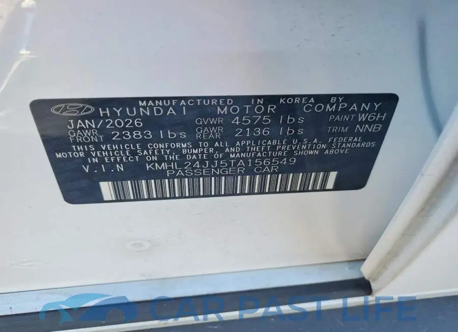 KMHL24JJ5TA156549# 12