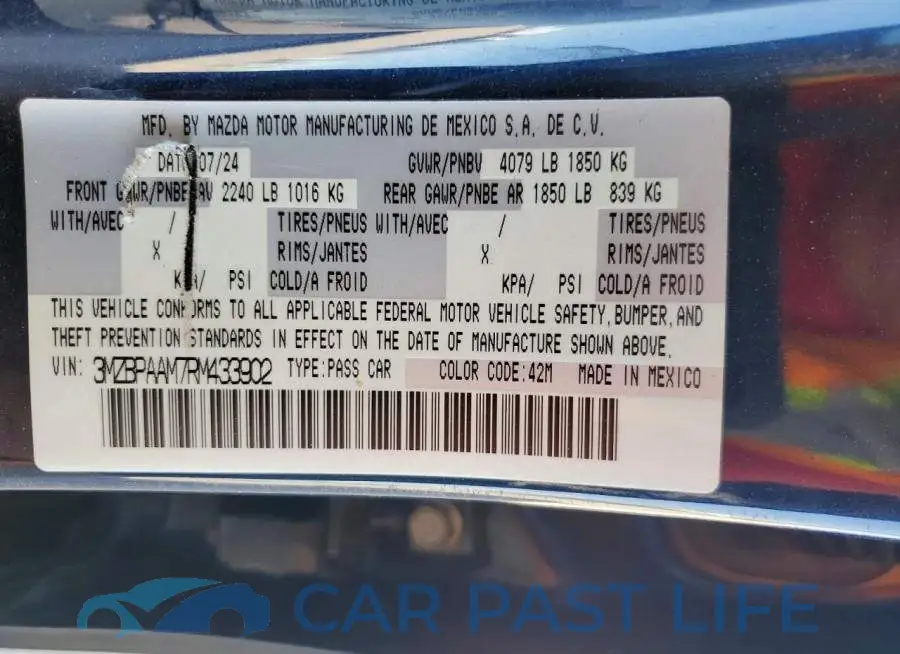 3MZBPAAM7RM433902# 12