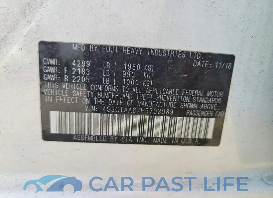 4S3GTAA67H3703989# 12