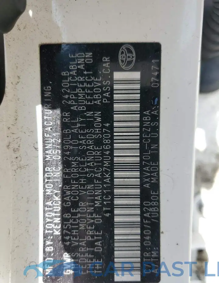 4T1C11AK7MU468074# 12
