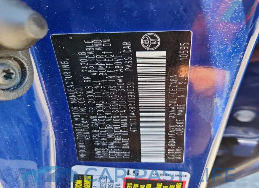4T1C11AK8RU199039# 12
