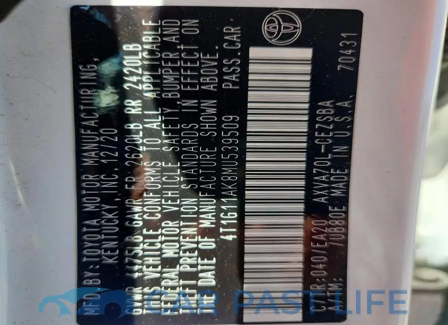 4T1G11AK8MU539509# 12