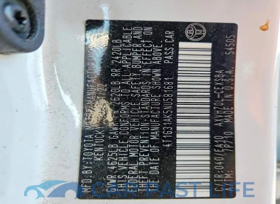 4T1G31AK5NU581681# 12