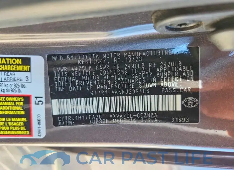 4T1R11AK5RU209486# 12