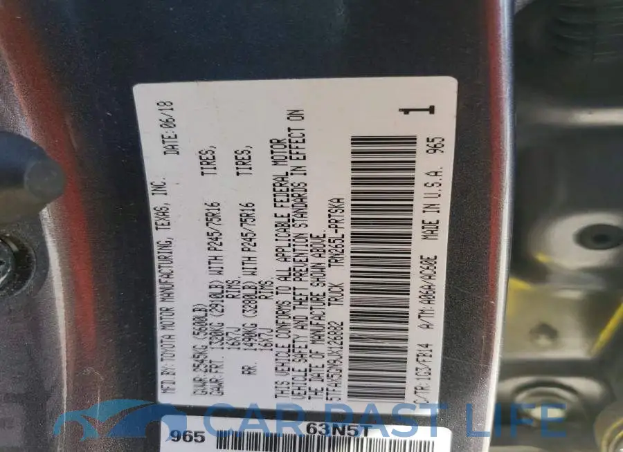 5TFAX5GN9JX126882# 12