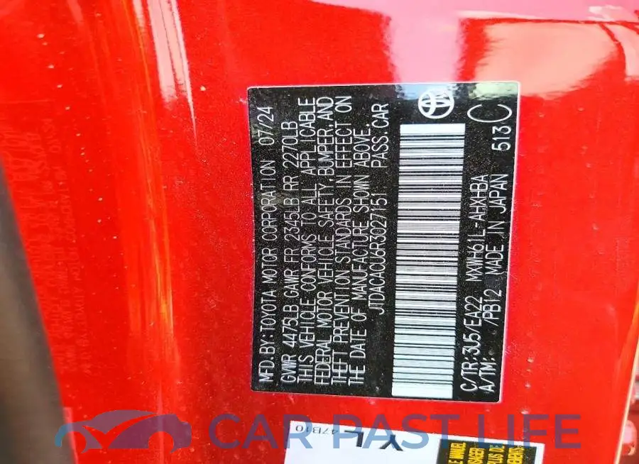 JTDACACU6R3027151# 13