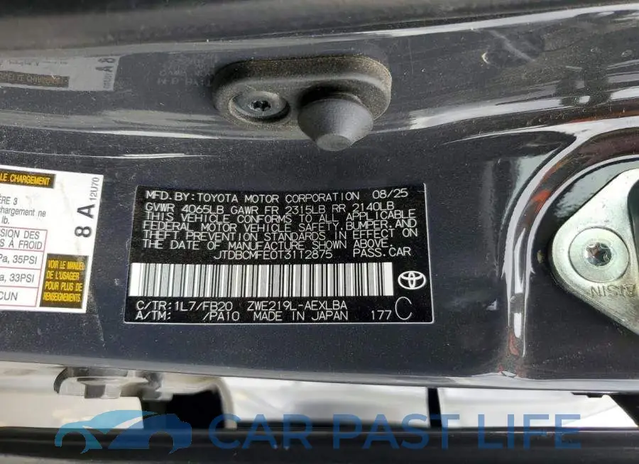 JTDBCMFE0T3112875# 12