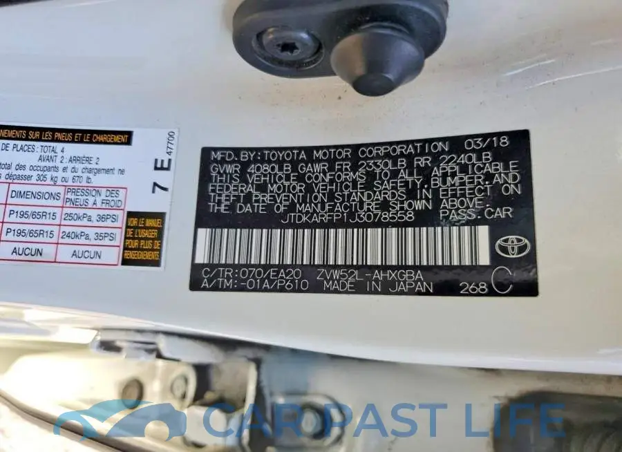 JTDKARFP1J3078558# 13