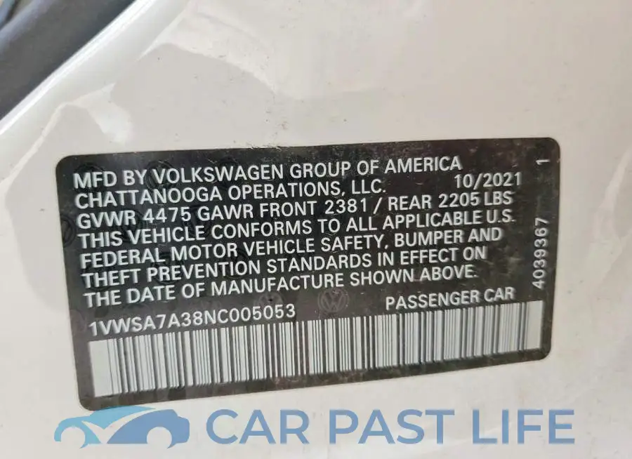 1VWSA7A38NC005053# 13