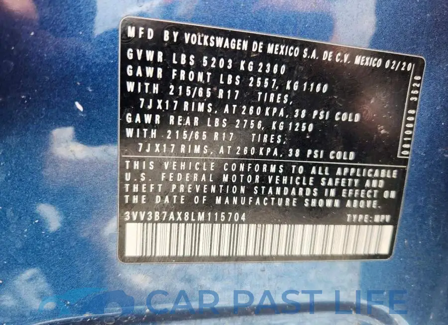 3VV3B7AX8LM115704# 14