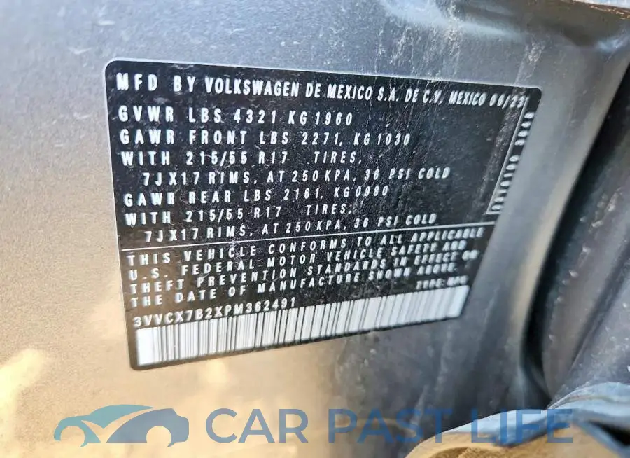 3VVCX7B2XPM362491# 13