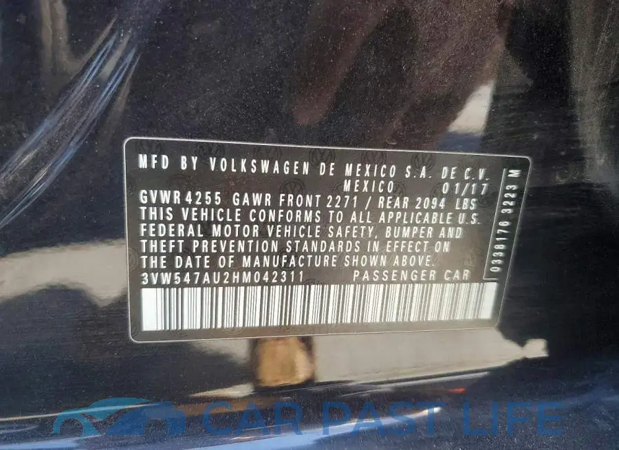 3VW547AU2HM042311# 12