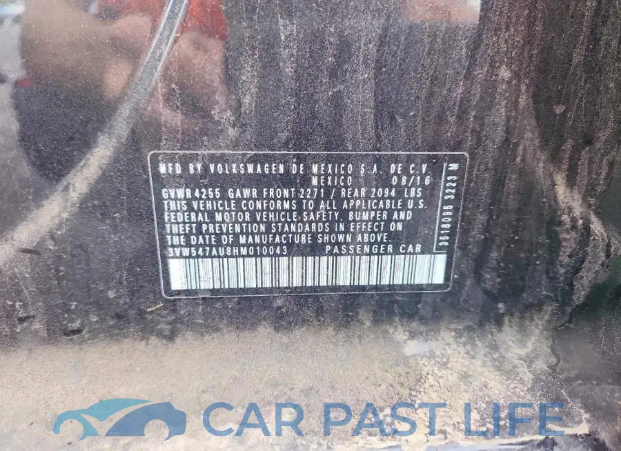 3VW547AU8HM010043# 12