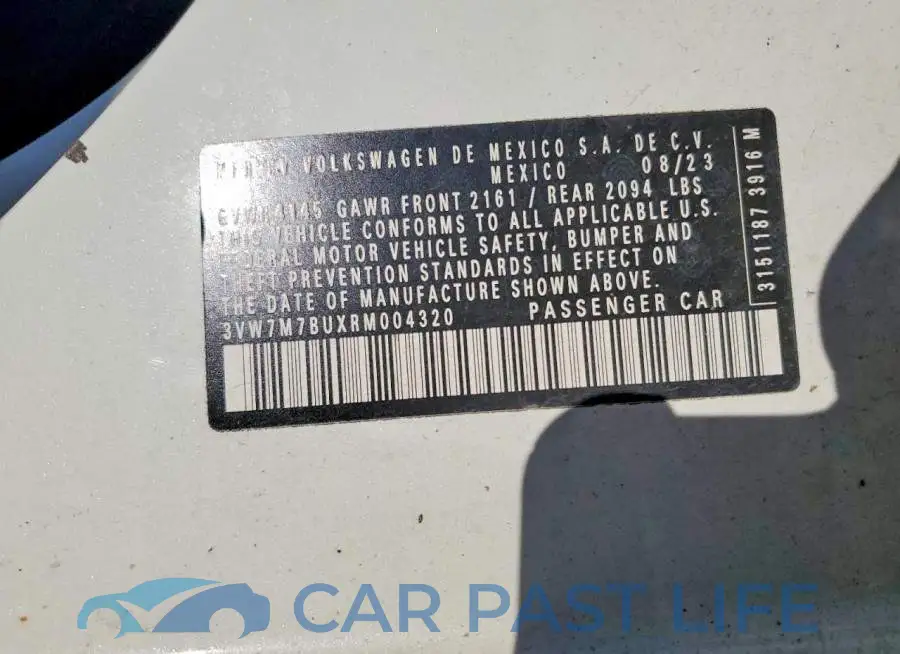3VW7M7BUXRM004320# 12