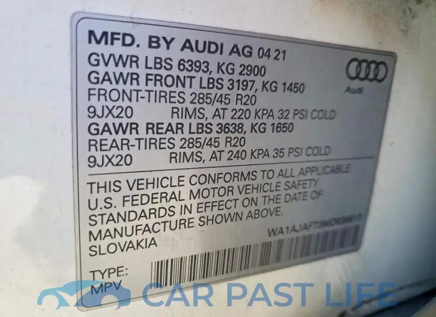 WA1AJAF73MD038813# 13